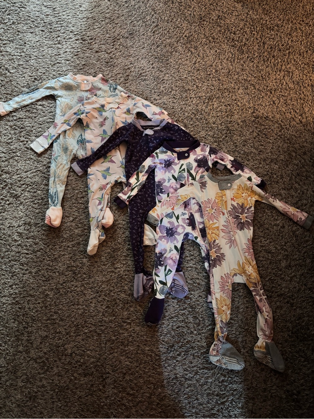 Floral & Pastel Footed One-Piece Baby Sleepers - Soft Multi-Pack